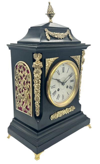 Fabulous Antique Ebonized Case Bracket Mantel clock – ca1890 French mantel clock Antique Clocks 11