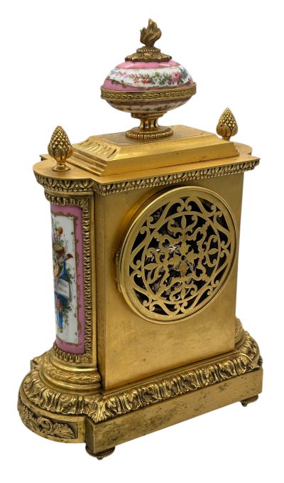 Outstanding Antique French Pink Sevres Ormolu Mantel Clock – ca1860 Sevres Antique Clocks 11