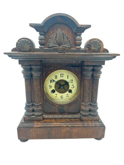 Fine German 8-Day Hand Carved Walnut Case Mantel Clock – ca 1890 Mantel Clock Antique Clocks 3