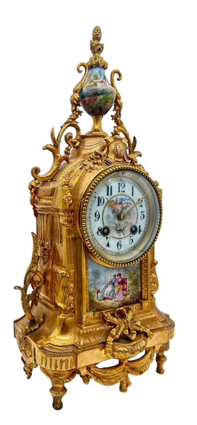 Stunning antique French 3-piece Mantel clock & candelabra set – ca1890 French ormolo mantel clock Antique Clocks 11