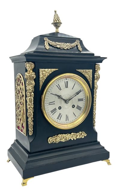 Fabulous Antique Ebonized Case Bracket Mantel clock – ca1890 French mantel clock Antique Clocks 12