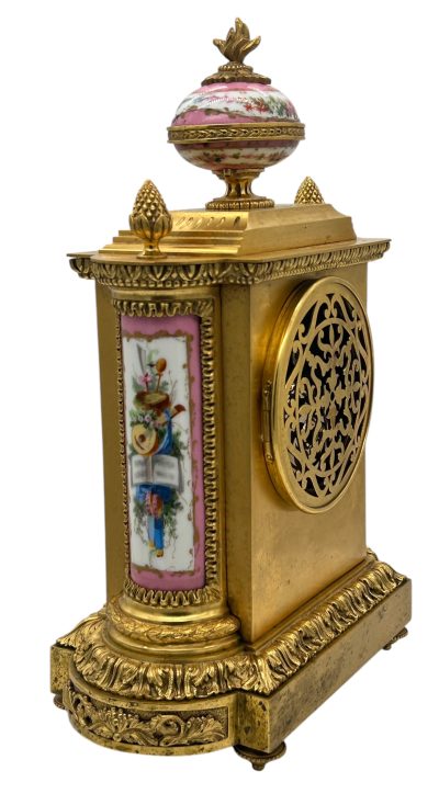 Outstanding Antique French Pink Sevres Ormolu Mantel Clock – ca1860 Sevres Antique Clocks 12