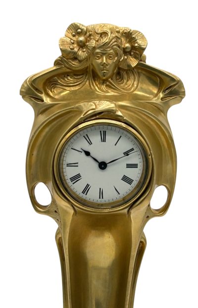 Stunning Antique W.M.F Influence Art nouveau Bronze Ormolu Figural Mantel  Clock ca1900 French ormolo mantel clock Antique Clocks 12