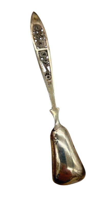 Vintage Continental Silver Spoon Filigree Handle – ca 1930 condiment spoons Antique Silver 4