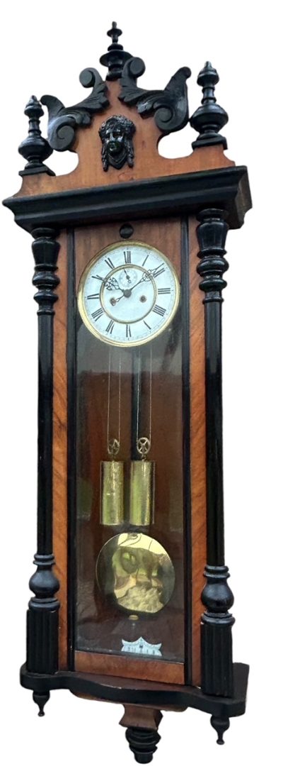 Fabulous Antique Victorian Twin Weight Vienna Regulator Walnut & Ebonized case vienna wall clock Antique Clocks 12