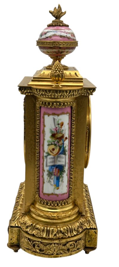 Outstanding Antique French Pink Sevres Ormolu Mantel Clock – ca1860 Sevres Antique Clocks 13