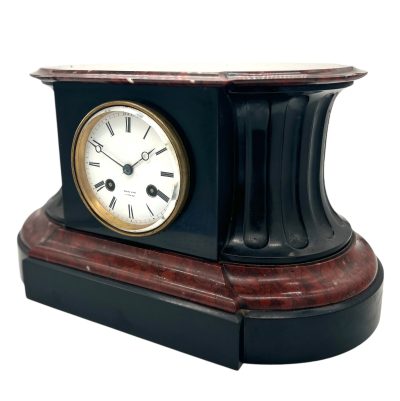 Stunning Rouge Marble & Slate 8 day Mantel clock – Ca 1870 Mantel Clock Antique Clocks 14