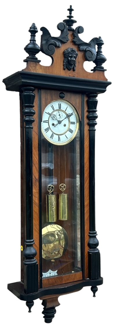 Fabulous Antique Victorian Twin Weight Vienna Regulator Walnut & Ebonized case vienna wall clock Antique Clocks 13