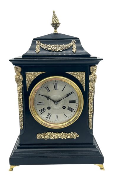 Fabulous Antique Ebonized Case Bracket Mantel clock – ca1890 French mantel clock Antique Clocks 3