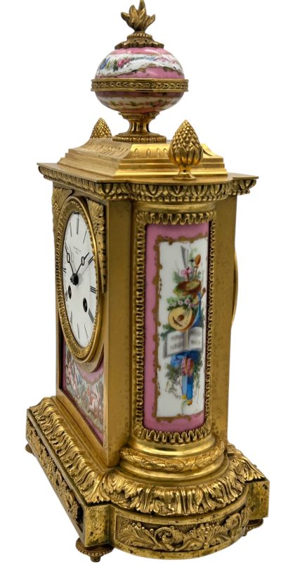 Outstanding Antique French Pink Sevres Ormolu Mantel Clock – ca1860 Sevres Antique Clocks 14