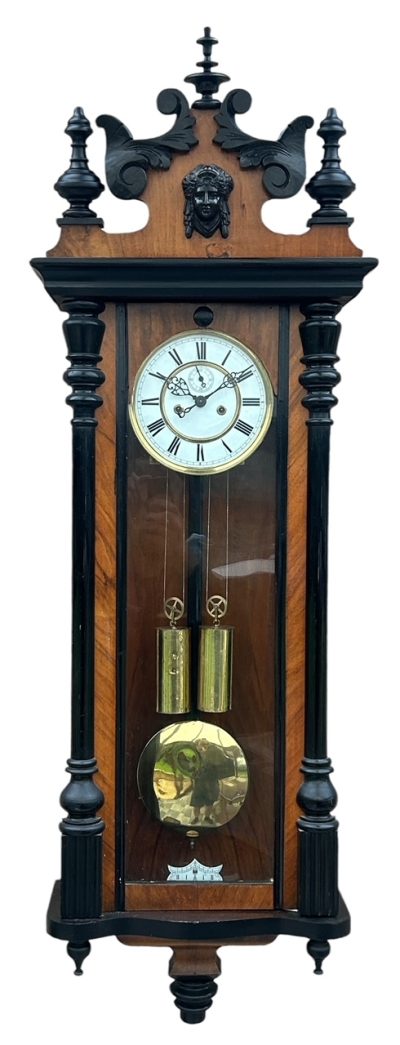 Fabulous Antique Victorian Twin Weight Vienna Regulator Walnut & Ebonized case vienna wall clock Antique Clocks 3