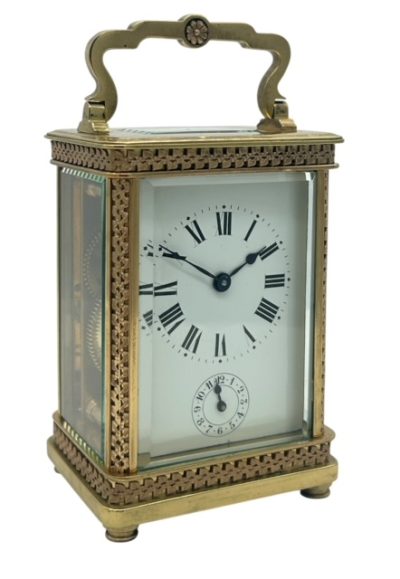 Superb Antique Ornate French 8 day Carriage clock with Alarm feature – ca 1890 carriage clock Antique Clocks 12