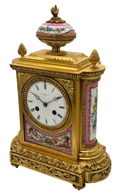 Outstanding Antique French Pink Sevres Ormolu Mantel Clock – ca1860 Sevres Antique Clocks 15