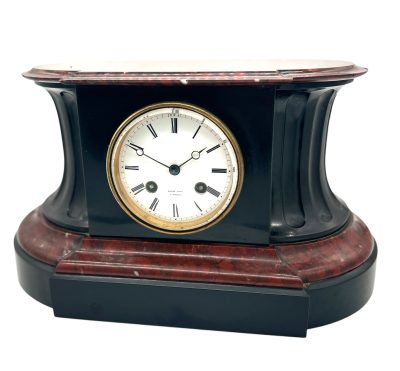 Stunning Rouge Marble & Slate 8 day Mantel clock – Ca 1870 Mantel Clock Antique Clocks 16