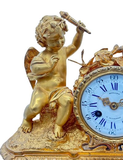 Exquisite Antique French Ormolu Cherub Figural Mantel sevres clock – ca 1860 French ormolo mantel clock Antique Clocks 15