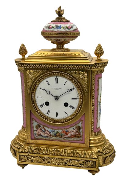 Outstanding Antique French Pink Sevres Ormolu Mantel Clock – ca1860 Sevres Antique Clocks 16