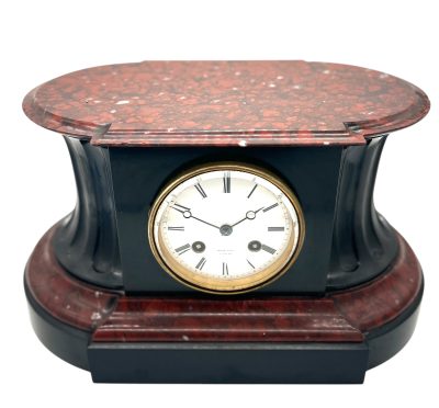 Stunning Rouge Marble & Slate 8 day Mantel clock – Ca 1870 Mantel Clock Antique Clocks 17