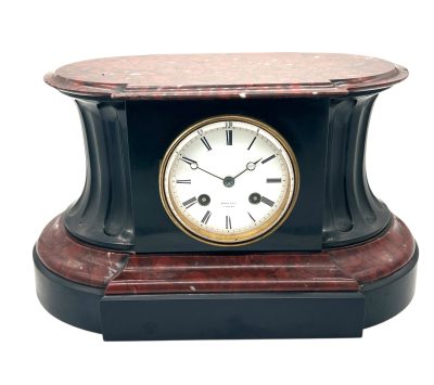 Stunning Rouge Marble & Slate 8 day Mantel clock – Ca 1870 Mantel Clock Antique Clocks 3