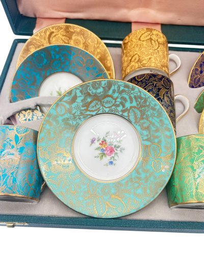 Vintage Minton Brocade English bone china Tea set – Set of 6 – in presentation box tea set Antique Ceramics 6