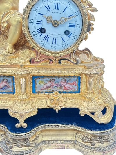 Exquisite Antique French Ormolu Cherub Figural Mantel sevres clock – ca 1860 - Image 15