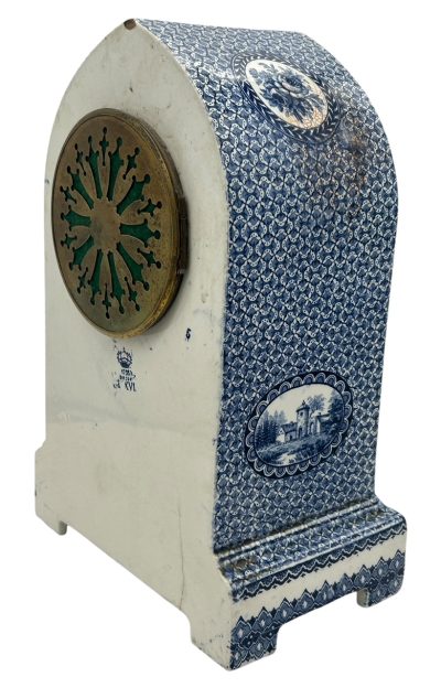 Gorgeous Delftware Studio Pottery Mantel Clock – 8 Day bell striking Pottery Mantel Clock French mantel clock Antique Clocks 10