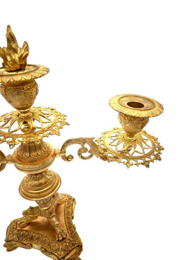 Stunning Antique French Ormolu Bronze 3 Branch Candlelabra Pair candelabra's Antique Clocks 5