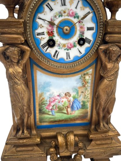 Stunning French Victorian Sevres ormolu 8 day mantel Clock – CA 1860 Sevres Antique Clocks 8