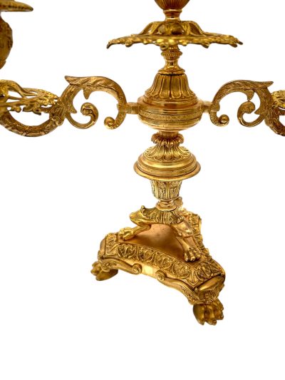 Stunning Antique French Ormolu Bronze 3 Branch Candlelabra Pair candelabra's Antique Clocks 6