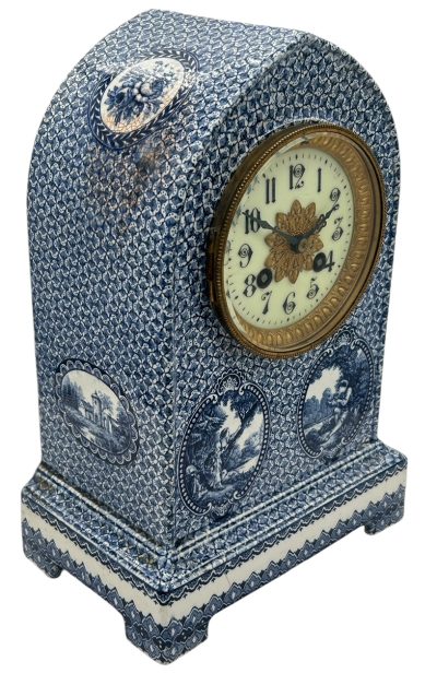 Gorgeous Delftware Studio Pottery Mantel Clock – 8 Day bell striking Pottery Mantel Clock French mantel clock Antique Clocks 12