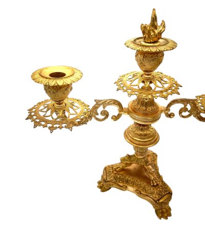 Stunning Antique French Ormolu Bronze 3 Branch Candlelabra Pair candelabra's Antique Clocks 7