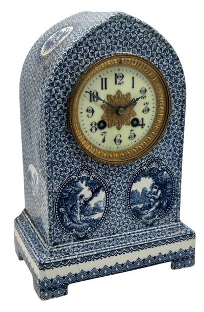 Gorgeous Delftware Studio Pottery Mantel Clock – 8 Day bell striking Pottery Mantel Clock French mantel clock Antique Clocks 13