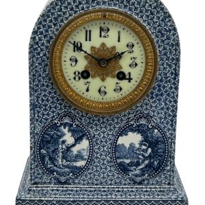 Gorgeous Delftware Studio Pottery Mantel Clock – 8 Day bell striking Pottery Mantel Clock French mantel clock Antique Clocks