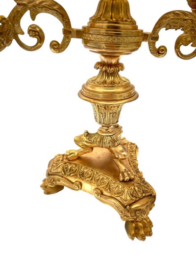 Stunning Antique French Ormolu Bronze 3 Branch Candlelabra Pair candelabra's Antique Clocks 9