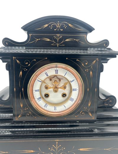 Large Antique French Slate 8-Day Mantel Clock C1870 Mantel Clock Antique Clocks 4