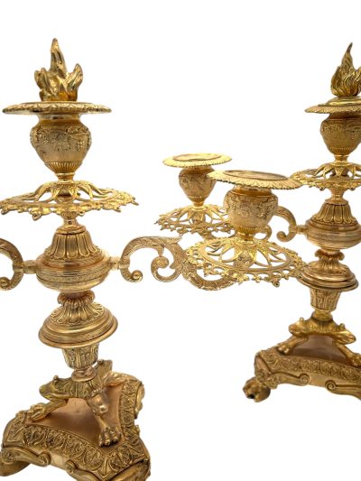 Stunning Antique French Ormolu Bronze 3 Branch Candlelabra Pair candelabra's Antique Clocks 10