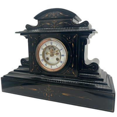 Large Antique French Slate 8-Day Mantel Clock C1870 Mantel Clock Antique Clocks 5