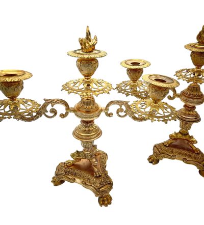 Stunning Antique French Ormolu Bronze 3 Branch Candlelabra Pair candelabra's Antique Clocks 11