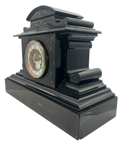 Large Antique French Slate 8-Day Mantel Clock C1870 Mantel Clock Antique Clocks 6