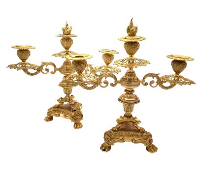 Stunning Antique French Ormolu Bronze 3 Branch Candlelabra Pair candelabra's Antique Clocks 15