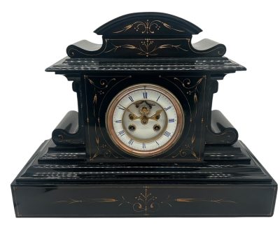 Large Antique French Slate 8-Day Mantel Clock C1870 Mantel Clock Antique Clocks 3