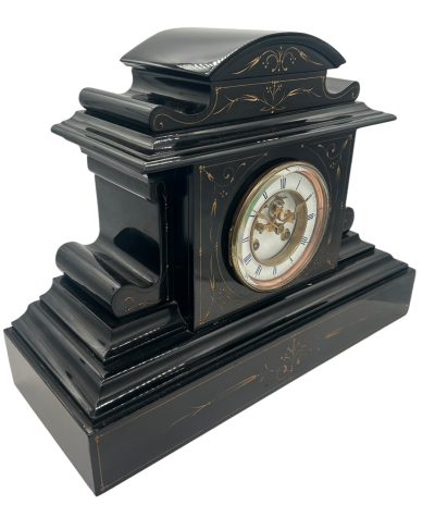 Large Antique French Slate 8-Day Mantel Clock C1870 Mantel Clock Antique Clocks 13