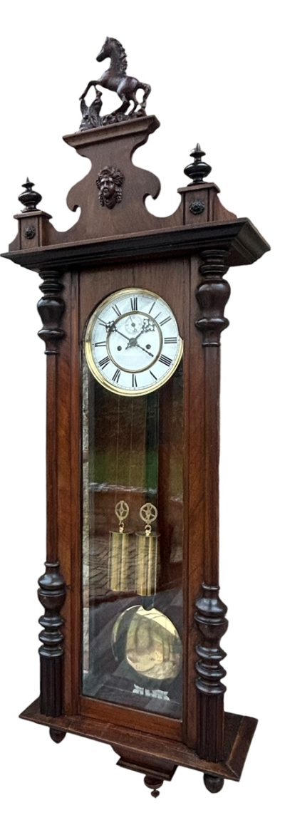 Stunning Antique Kienzle Twin Weight Vienna Regulator Walnut & Ebonized case Wall Clock vienna wall clock Antique Clocks 9