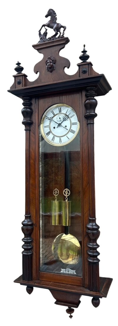 Stunning Antique Kienzle Twin Weight Vienna Regulator Walnut & Ebonized case Wall Clock vienna wall clock Antique Clocks 13