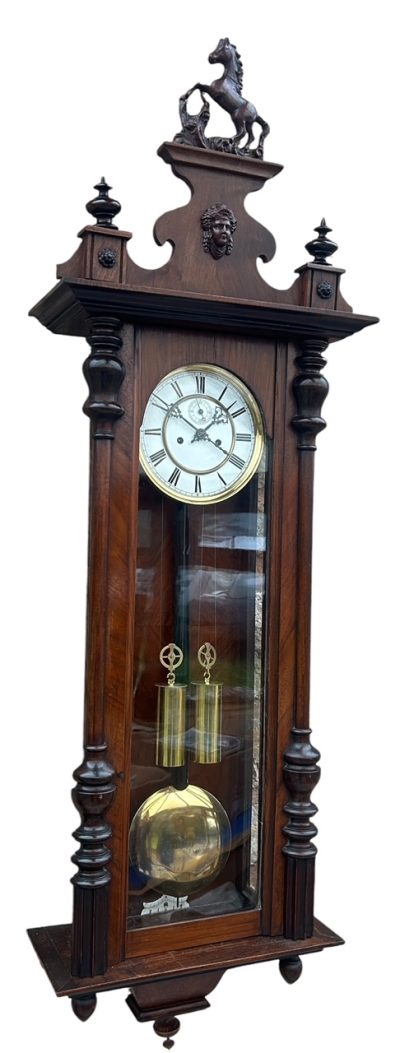 Stunning Antique Kienzle Twin Weight Vienna Regulator Walnut & Ebonized case Wall Clock vienna wall clock Antique Clocks 14