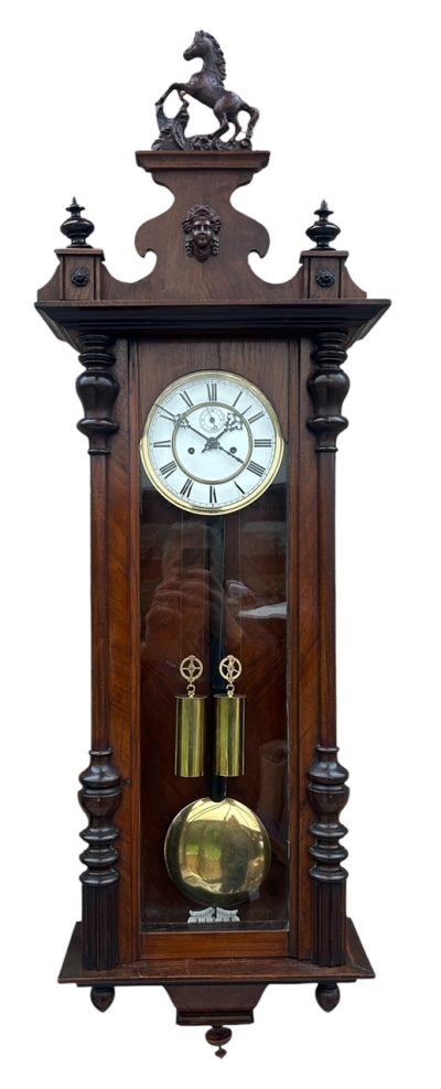 Stunning Antique Kienzle Twin Weight Vienna Regulator Walnut & Ebonized case Wall Clock vienna wall clock Antique Clocks 3