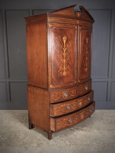 Rare Regency Marquetry Inlaid Mahogany Linen Press Linen press Antique Cabinets 5