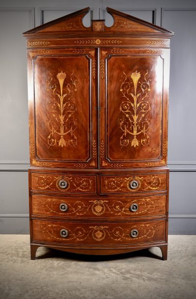 Rare Regency Marquetry Inlaid Mahogany Linen Press Linen press Antique Cabinets 6