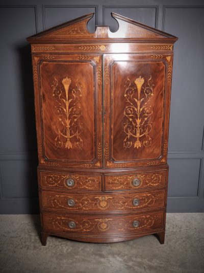 Rare Regency Marquetry Inlaid Mahogany Linen Press Linen press Antique Cabinets 8