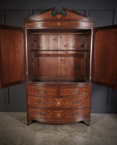 Rare Regency Marquetry Inlaid Mahogany Linen Press Linen press Antique Cabinets 9