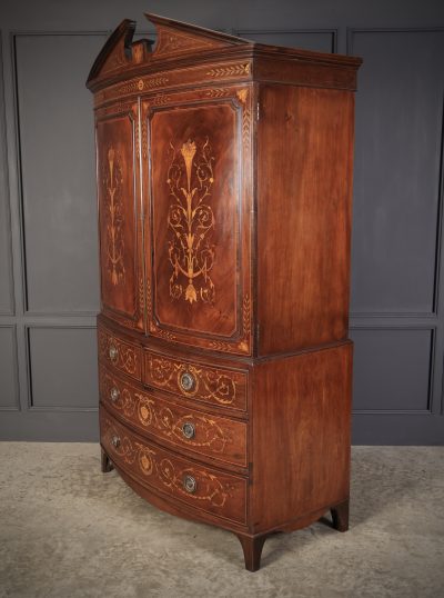 Rare Regency Marquetry Inlaid Mahogany Linen Press Linen press Antique Cabinets 10